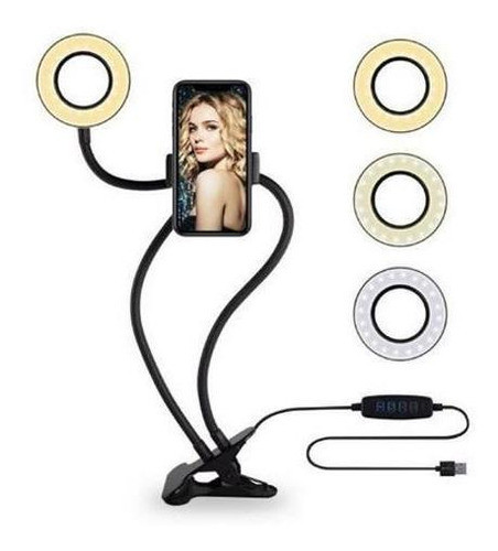 Iluminador Ring Light Suporte Articulado De Mesa Live Stream 1