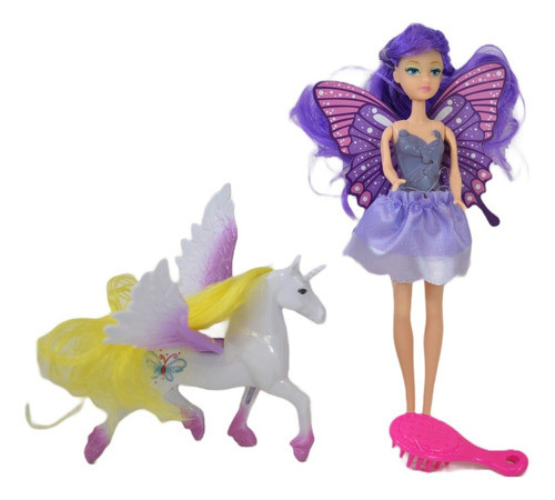 Muñeca Con Alas Y Unicornio 23 X 19 Cm Novedad 0