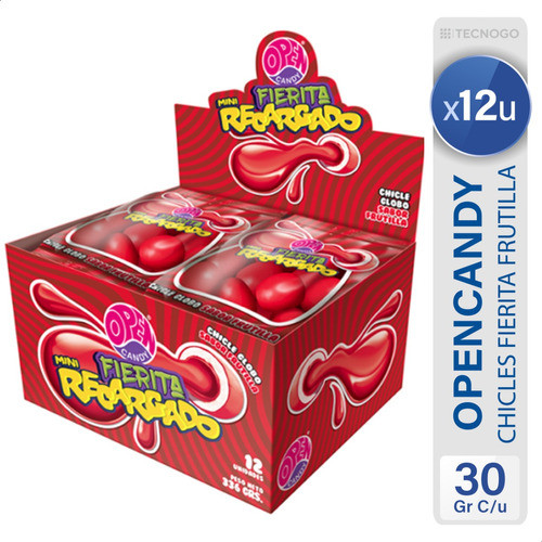 Chicle Globo Open Candy Frutilla Fierita Recargado Mini 0