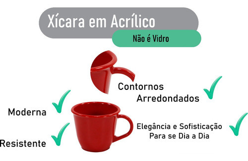 Pedestal Porta Xícara Com 6 Xícaras Vermelha 85 Ml Acrílica 1