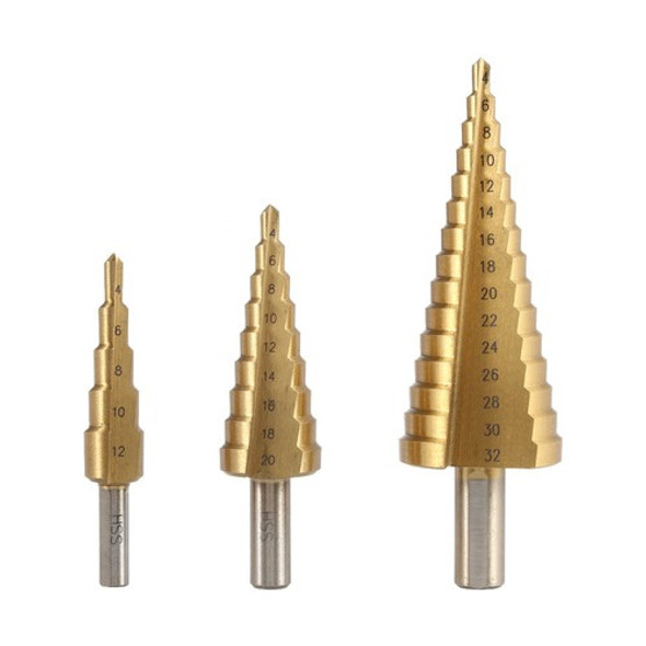 Set Mecha Broca Metales Escalonada Titanio 4 A 32 Mm 3 Unida 0 Set Mecha Broca Metales Escalonada Titanio 4 A 32 Mm 3 Unida 0