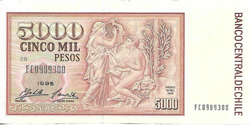 Billete  Chile 5000 Pesos Año 1995 Ex Palermo 1