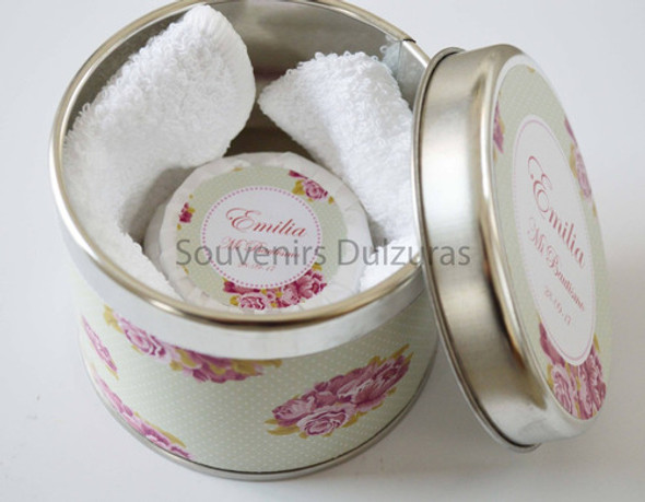 40 Latas Personalizadsa 8x7 Con 1 Jabon Y 1 Toalla Souvenirs 1