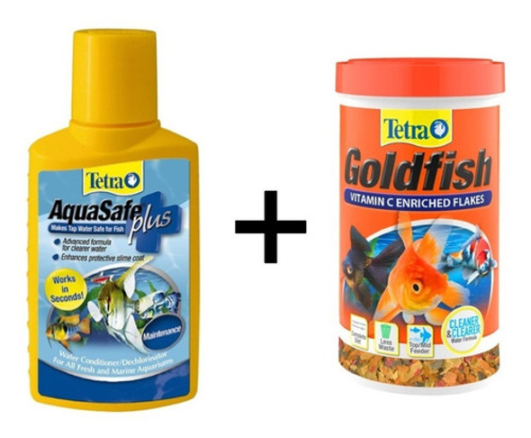 Combo Tetra Goldfish 62gr + Acondicionador Aquasafe 100ml 1