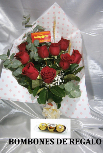 Rosas Importadas 9 Con Bombones Ferrero Rocher De Regalo 0