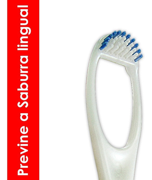Escova E Raspador De Língua Hálito Fresco Branco Dentalclean 1