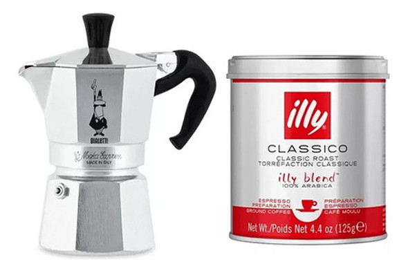 Bialetti Moka 3 Tazas + Cafe Illy Molido 125 Grs Promocion 0 Bialetti Moka 3 Tazas + Cafe Illy Molido 125 Grs Promocion 0