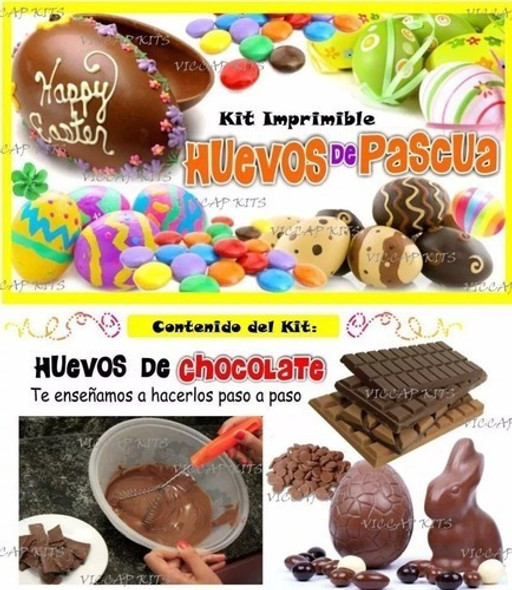 Kit Imprimible Huevos De Chocolate Decorados Wrappers Pascua 1