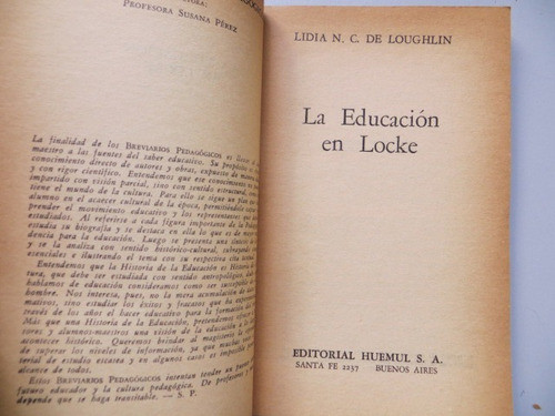 La Educacion En Locke Lidia N C De Loughlin Huemul 1