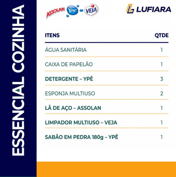 Cesta Básica Limpeza Cozinha Detergente Ypê Sabão Bucha Casa 1