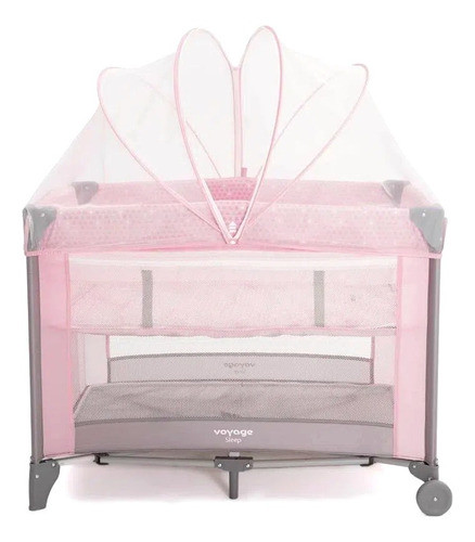 Berço Portátil Cercado Para Bebê Sleep Até 18kgs Rosa Voyage 1