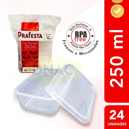 Pote Descartável 250ml Freezer Microondas Marmita - 24 Un. 0