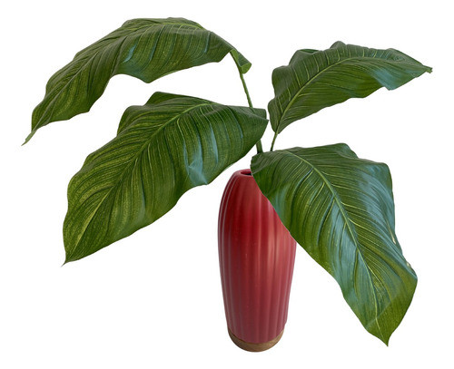 3 Folhas De Caeté Planta Artificial Toque Real Silicone 3d 0