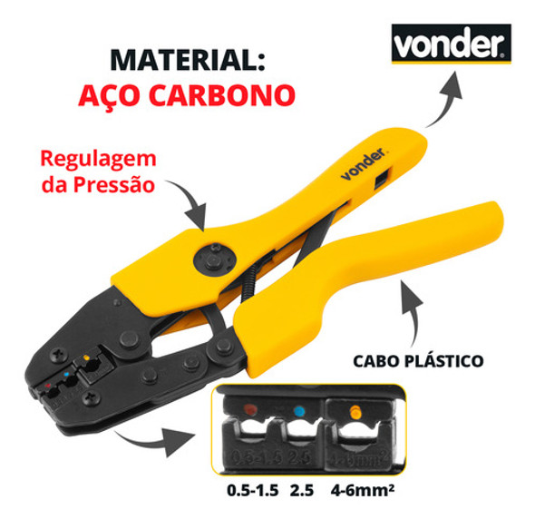 Alicate Crimpar Prensa Terminal Tubular Ilhos 0,5mm A 6,0mm 1