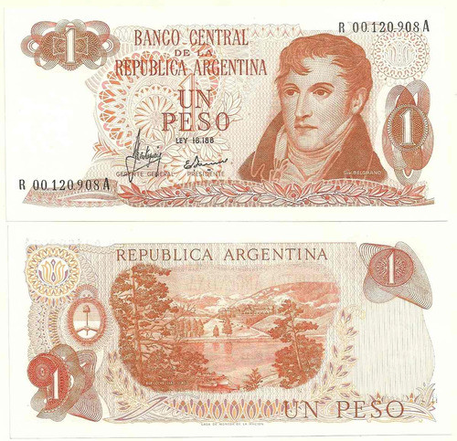 Billete 1 Peso Ley Reposicion Bottero 2304 Sin Circular 0