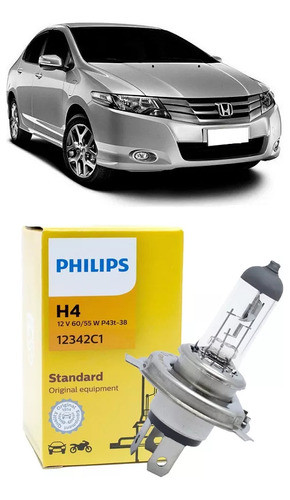 Lampada Farol Honda City 2009 A 2014 H4 Original Philips 0