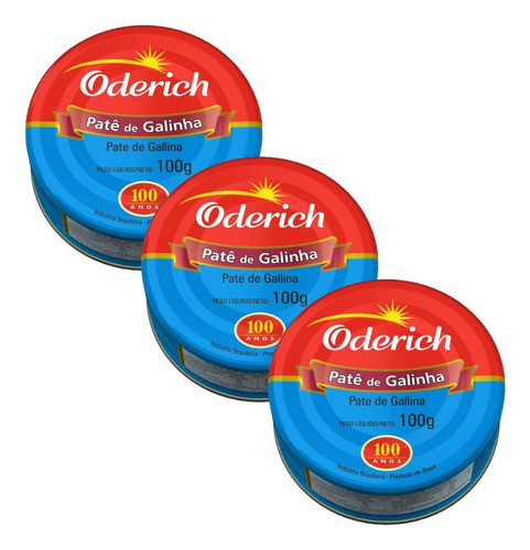 Kit 3 Patê De Galinha Oderich 100g 0