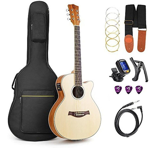 Vangoa Paquete De Guitarra Eléctrica Acústica Tamaño 3/4 Jun 0