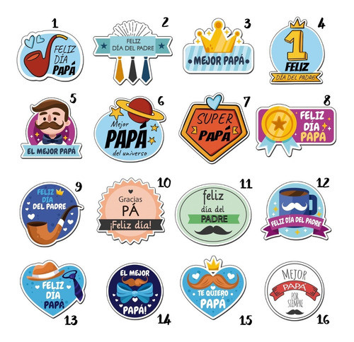 100 Stickers 6x6 Cm Dia Del Padre Etiqueta Troquelados Logo 1