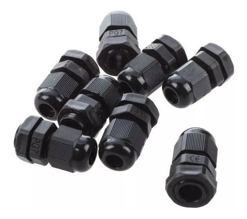 Kit 100 Peças - Prensa Cabo Nylon Pg7 1/4 Preto Promoção 0