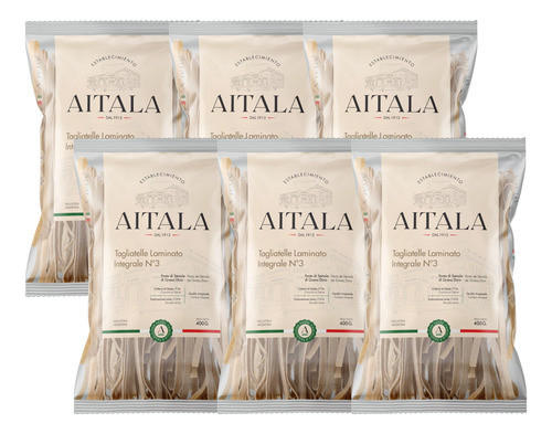 Fideos Tagliatelle Integral Aitala 500 Gr. Pack X6 0