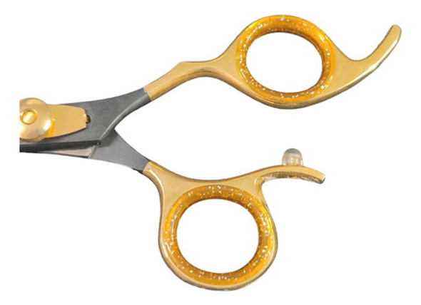 Tesoura De Cortar Cabelo Fio Navalha 6.5 Dourada Com Preta C 1