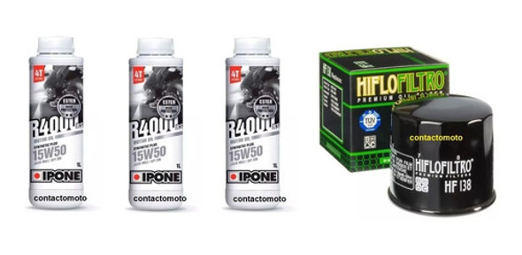 Kit Service Gsxr 600 Filtro Hiflo + Aceite Ipone 15w 50 0