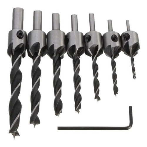 Juego 7 Mechas Con Avellanador Fresadora - Aym 0