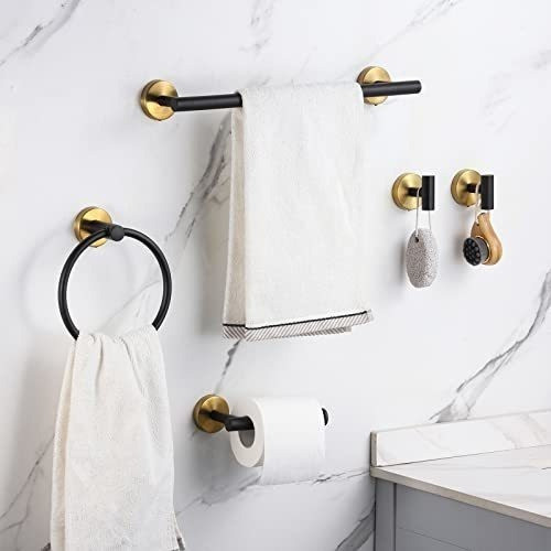Set De Accesorios Para Baño Dorado Y Negro  Pack 10 1