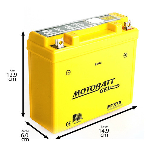 Bateria Motobatt Gel 12v 7 Ah Mtx7d Yb7b-b 1