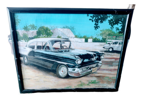Cuadro Pintado Al Óleo Auto Ohsmobile 1955 Firmado. 0