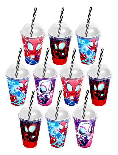 Kit 10 Copos 280ml Homem Aranha Spidey Lembrança Aniversário 0