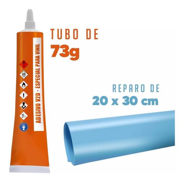 Kit Para Furo De Piscinas Remendo Cola Vinil Viniplas 1