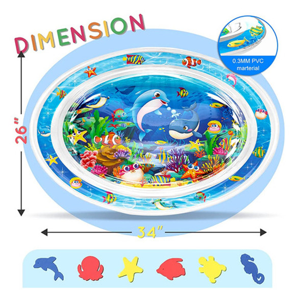 Infinno Tummy Time Mat Premium Baby Water Mat, Juguetes Para 1