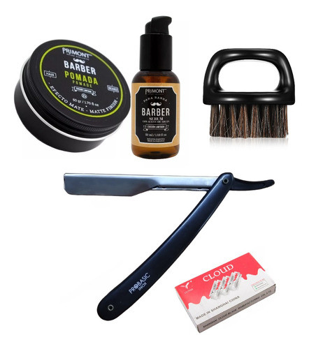 Kit Afeitado Pomada+ Serum+ Navajin + Filos + Cepillo Finger 0
