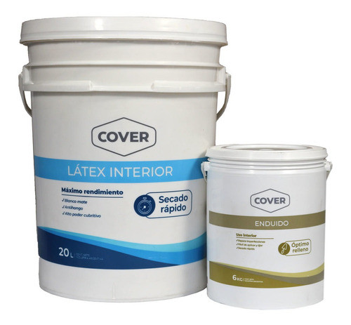 Pintura Latex Interior 20 Lts  Lavable + Enduido Interior 6l 0