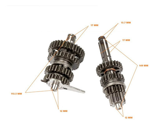 Eje Engranajes Caja Cambios Completa Gilera Smash 110 Larga 1