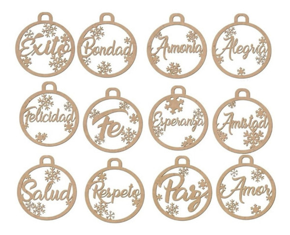 Esferas De Navidad  Deseos  - Pack X 12 Unidades 0