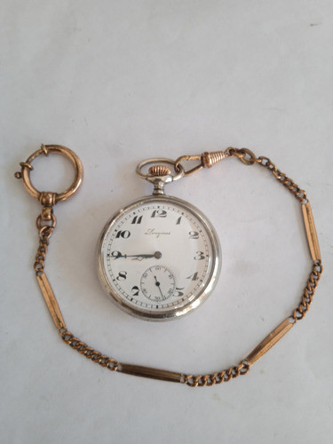 Antiguo Reloj Bolsillo Longines Con Cadena Está Y Funciona I 1