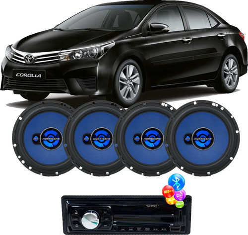 Kit Som Bt Usb Rádio + 4 Alto Falantes Hurricane Corolla 0