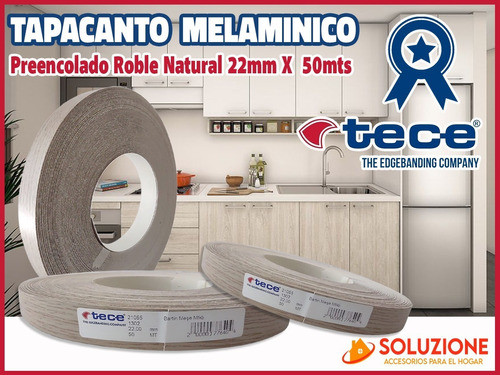 Filo Melaminico Preencolado Roble Natural 22mm X 50mts Tece 1