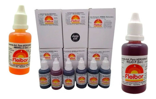 Colorantes Liquidos Fleibor Para Aerógrafos Set 8 Colores 1