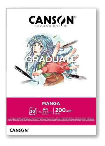 Block Canson Graduate Manga A4 200 Grs. Serviciopapelero 0