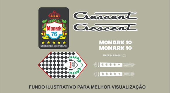Adesivos Bicicleta Monark Crescent 10 1976 - Frete Grátis 0