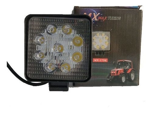 Kit 10 X Faros Auxiliar Cuadrado 9 Led 27w 12-24v Agro Auto 1