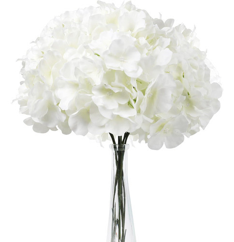Ramo Hortensias Artificiales Tallo Desmontable 5pzas Blanco 0