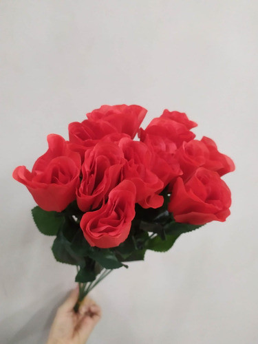 24 Rosas Artificiais Botão - Artificial Botões Vermelho 1