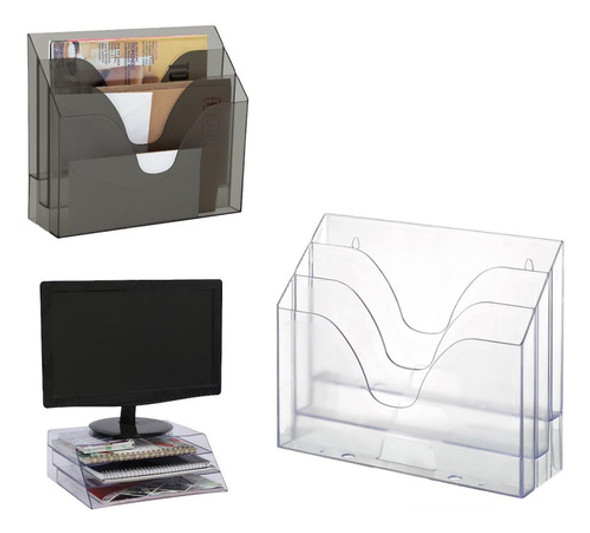 Organizador Triplo Office Cristal Waleu 0