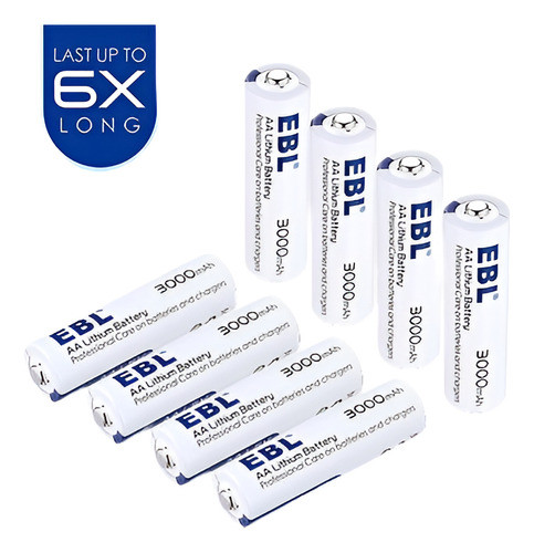 8 Paquetes De 3000mah Aa Litio Hermética Baterías No-recarga 0