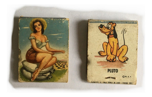 Duas Caixas De Fósforos Década De 1950: Pin Up E Pluto 0